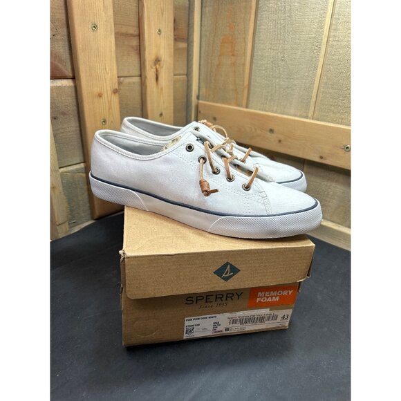 Sperry Womens Pier View White Canvas Sneakers Size 9 STS95128 - Picture 1 of 10